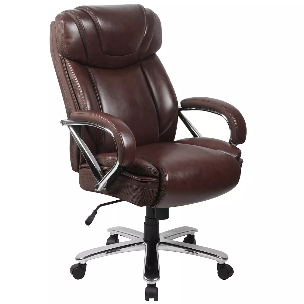Emma And Oliver 500 Lb. Big & Tall Brown LeatherSoft Ergonomic Office Chair With Extra Wide Seat 3 Emma And Oliver 500 Lb. Big & Tall Brown LeatherSoft Ergonomic Office Chair With Extra Wide Seat