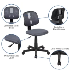 Emma And Oliver Mid-Back Black Mesh Swivel Task Office Chair With Pivot Back, BIFMA Certified -Home furnishings 5974108 ALT2
