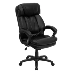 Emma And Oliver High Back Black LeatherSoft Extensive Padding Swivel Ergonomic Office Arm Chair
