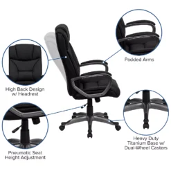 Emma And Oliver High Back Black LeatherSoft Executive Swivel Office Chair With Lip Edge Base -Home furnishings 5974116 ALT2