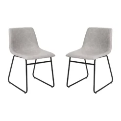 Emma And Oliver 18 Inch Indoor Dining Table Chairs, Light Brown LeatherSoft/Black Frame-Set Of 2