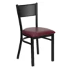 Emma And Oliver Black Grid Back Metal Restaurant Chair - Cherry Wood Seat