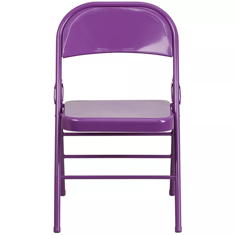 Emma And Oliver 2 Pack Impulsive Purple Triple Braced & Double Hinged Metal Folding Chair 6 Emma And Oliver 2 Pack Impulsive Purple Triple Braced & Double Hinged Metal Folding Chair - Image 4