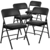 Emma And Oliver 4 Pack Curved Triple Braced Black Vinyl Metal Folding Chair -Home furnishings 5978198 Black Vinylblack Frame