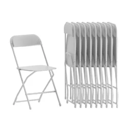 Emma And Oliver Set Of 2 Brown Stackable Folding Plastic Chairs - 650 LB Weight Capacity