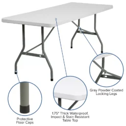 Emma And Oliver 6-Foot Granite White Plastic Folding Table - Banquet / Event Folding Table -Home furnishings 5978201 ALT2