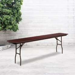 Emma And Oliver 8-Foot Mahogany Melamine Laminate Folding Training/Seminar Table - Event Table -Home furnishings 5978203 ALT