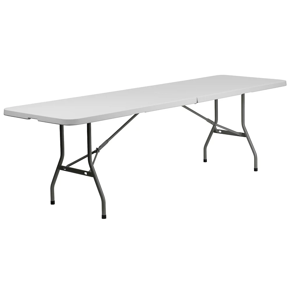 Emma And Oliver 8-Foot Bi-Fold Granite White Plastic Banquet And Event Folding Table With Handle 3 Emma And Oliver 8-Foot Bi-Fold Granite White Plastic Banquet And Event Folding Table With Handle