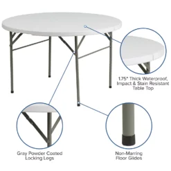 Emma And Oliver 4-Foot Round Bi-Fold Granite White Plastic Event Folding Table With Handle -Home furnishings 5978214 ALT2