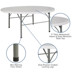 Emma And Oliver 6-Foot Round Bi-Fold Granite White Plastic Event Folding Table With Handle -Home furnishings 5978217 ALT2