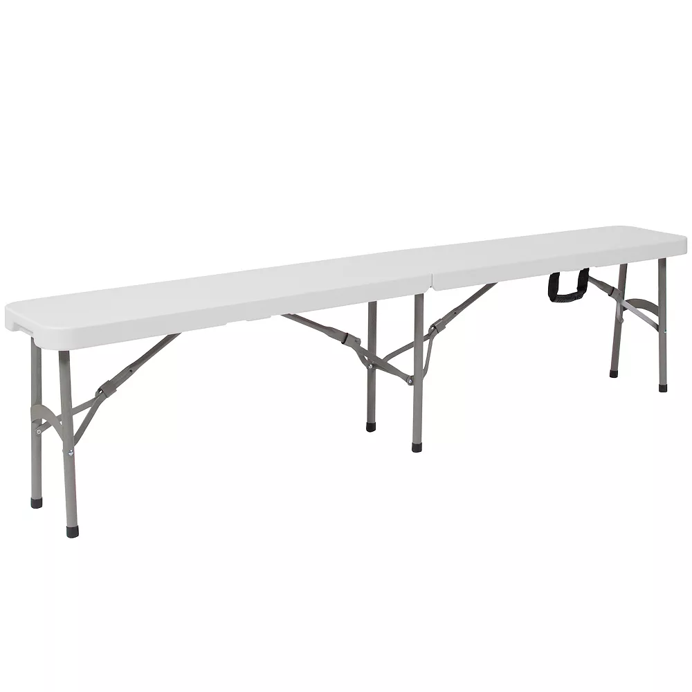 Emma And Oliver 11"W X 72"L Portable Bi-Fold Granite White Folding Bench 3 Emma And Oliver 11"W X 72"L Portable Bi-Fold Granite White Folding Bench