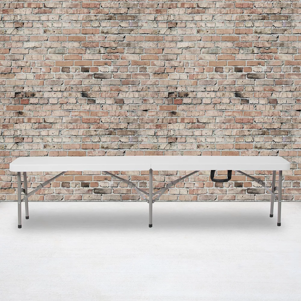 Emma And Oliver 11"W X 72"L Portable Bi-Fold Granite White Folding Bench 4 Emma And Oliver 11"W X 72"L Portable Bi-Fold Granite White Folding Bench - Image 2