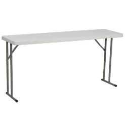 Emma And Oliver 5-Foot Rectangle Granite White Plastic Folding Training / Seminar Table