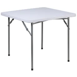 Emma And Oliver 2.81-Foot Square Granite White Plastic Folding Table - Card Table/Game Table