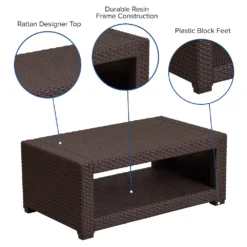 Emma And Oliver Chocolate Brown Faux Rattan Coffee Table 8 Emma And Oliver Chocolate Brown Faux Rattan Coffee Table -Home furnishings 5978248 ALT2