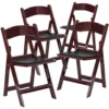 Emma And Oliver Set Of 4 White 1000 Lb Weight Capacity Indoor/Outdoor Resin Folding Chairs -Home furnishings 5978255 Red Mahogany
