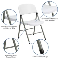 Emma And Oliver 2 Pack Commercial White Plastic Event Party Rental Folding Chair -Home furnishings 5978257 ALT2