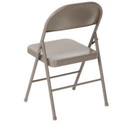 Emma And Oliver 4 Pack Double Braced Gray Metal Folding Chair -Home furnishings 5978258 ALT3