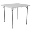 Emma And Oliver 2.79-Foot Square Bi-Fold Granite White Plastic Folding Table W/ Carrying Handle