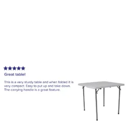 Emma And Oliver 2.79-Foot Square Bi-Fold Granite White Plastic Folding Table W/ Carrying Handle -Home furnishings 5978259 ALT3