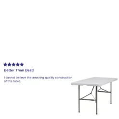 Emma And Oliver 5-Foot Bi-Fold Granite White Plastic Folding Table With Handle - Event Table -Home furnishings 5978264 ALT3