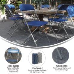 Emma And Oliver Set Of 10 Red Stackable Folding Plastic Chairs - 650 LB Weight Capacity 7 Emma And Oliver Set Of 10 Red Stackable Folding Plastic Chairs - 650 LB Weight Capacity -Home furnishings 5978266 ALT