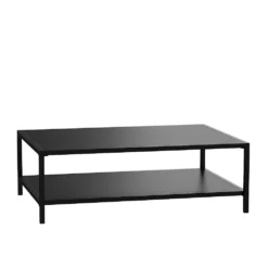 Emma And Oliver All-Weather Black Commercial Grade Indoor/Outdoor Metal 2 Tier Coffee Table
