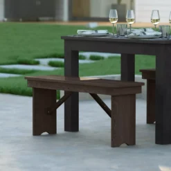 Emma And Oliver 40" X 12" Antique Rustic Solid Pine Folding Farm Bench 8 Emma And Oliver 40" X 12" Antique Rustic Solid Pine Folding Farm Bench -Home furnishings 5978271 ALT2