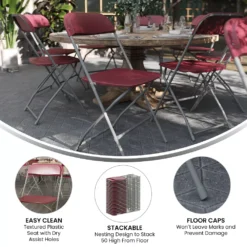 Emma And Oliver Folding Chair - Blue Plastic 6 Pack 650LB Weight Capacity - Event Chair -Home furnishings 5978275 ALT2