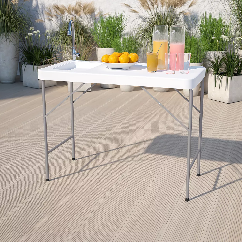 Emma And Oliver 4-Foot Portable Fish Cleaning Table / Outdoor Camping Table And Sink 4 Emma And Oliver 4-Foot Portable Fish Cleaning Table / Outdoor Camping Table And Sink - Image 2