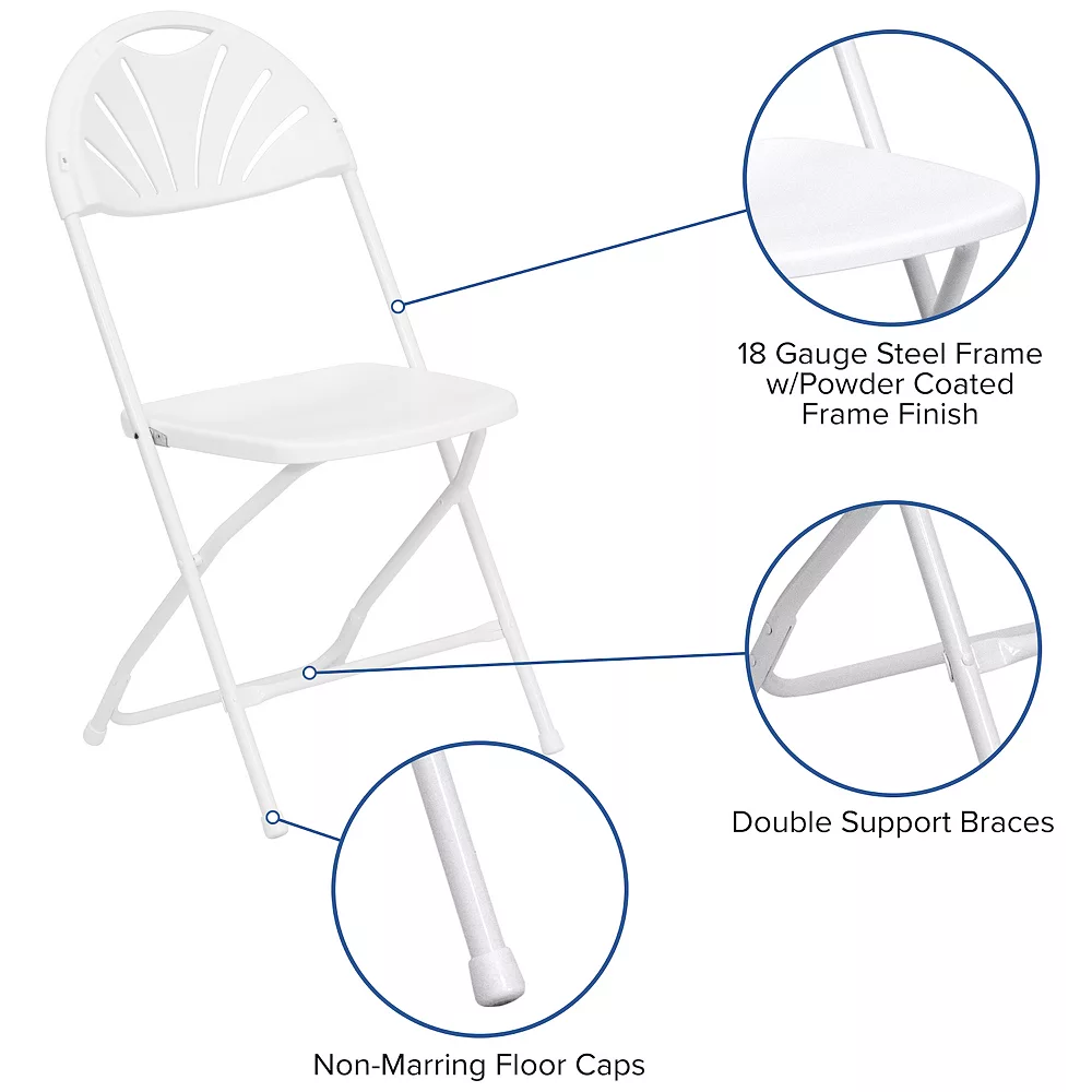 Emma And Oliver 8 Pack 650 Lb. Capacity Charcoal Plastic Fan Back Folding Chair 5 Emma And Oliver 8 Pack 650 Lb. Capacity Charcoal Plastic Fan Back Folding Chair - Image 3