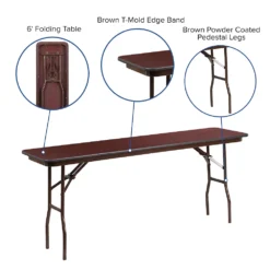 Emma And Oliver 6-Foot Mahogany Melamine Laminate Folding Training/Seminar Table - Event Table 8 Emma And Oliver 6-Foot Mahogany Melamine Laminate Folding Training/Seminar Table - Event Table -Home furnishings 5978282 ALT2