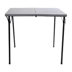 Emma And Oliver 2.83-Foot Square Bi-Fold Dark Gray Plastic Folding Table With Carrying Handle -Home furnishings 5978285 ALT3