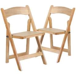 Emma And Oliver 2 Pack Black Wood Folding Chair With Vinyl Padded Seat