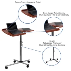 Emma And Oliver Cherry Angle And Height Adjustable Mobile Laptop Computer Table -Home furnishings 5978290 ALT2