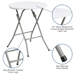 Emma And Oliver 2-Foot Round Granite White Plastic Folding Table - Banquet / Event Folding Table 8 Emma And Oliver 2-Foot Round Granite White Plastic Folding Table - Banquet / Event Folding Table -Home furnishings 5978293 ALT2