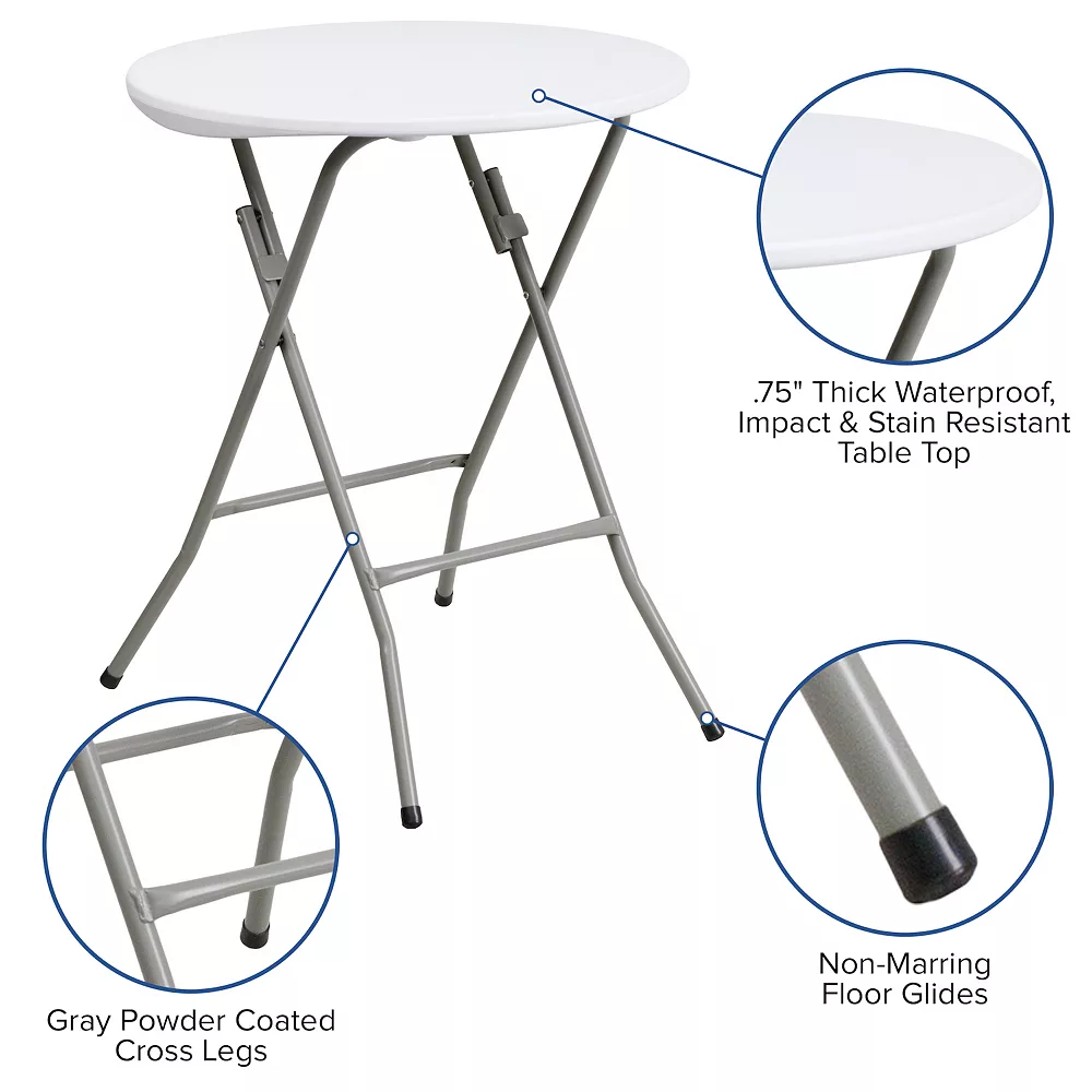 Emma And Oliver 2-Foot Round Granite White Plastic Folding Table - Banquet / Event Folding Table 5 Emma And Oliver 2-Foot Round Granite White Plastic Folding Table - Banquet / Event Folding Table - Image 3