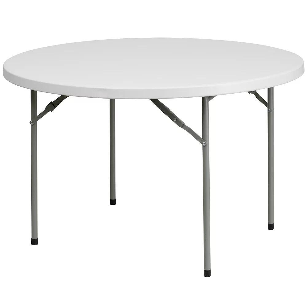 Emma And Oliver 4-Foot Round Granite White Plastic Folding Table - Banquet / Event Folding Table 3 Emma And Oliver 4-Foot Round Granite White Plastic Folding Table - Banquet / Event Folding Table