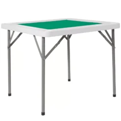 Emma And Oliver 34.5" Square 4-Player Folding Card Game Table With Green Felt And Cup Holders