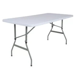 Emma And Oliver 4.93-Foot Height Adjustable Granite White Plastic Folding Table - Activity Table