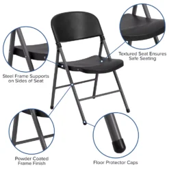 Emma And Oliver 2 Pack Granite White Plastic Folding Chair With Charcoal Frame 9 Emma And Oliver 2 Pack Granite White Plastic Folding Chair With Charcoal Frame -Home furnishings 5978315 ALT3