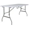 Emma And Oliver 5-Foot Height Adjustable Bi-Fold Granite White Plastic Folding Table With Handle -Home furnishings 5978317
