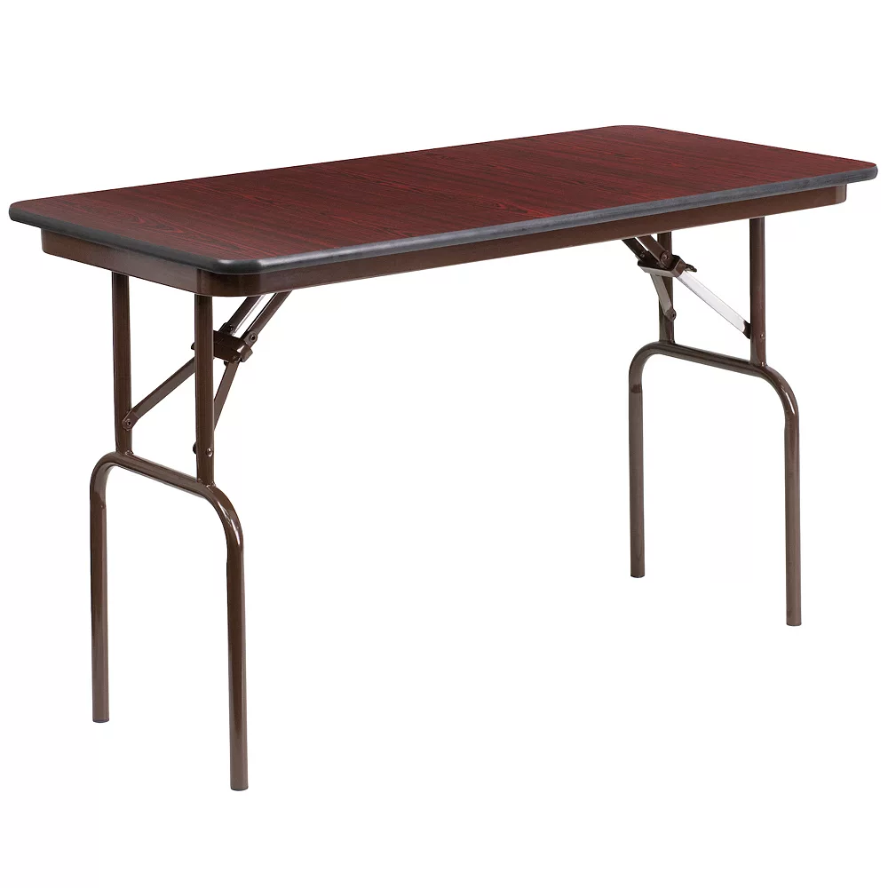 Emma And Oliver 4-Foot Mahogany Melamine Laminate Folding Banquet Table 3 Emma And Oliver 4-Foot Mahogany Melamine Laminate Folding Banquet Table