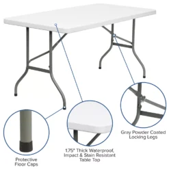 Emma And Oliver 5-Foot Granite White Plastic Folding Table - Banquet / Event Folding Table 7 Emma And Oliver 5-Foot Granite White Plastic Folding Table - Banquet / Event Folding Table -Home furnishings 5978323 ALT2