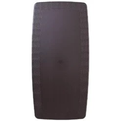 Emma And Oliver 5.62-Foot Brown Rattan Indoor-Outdoor Plastic Folding Table With Umbrella Hole -Home furnishings 5978326 ALT2