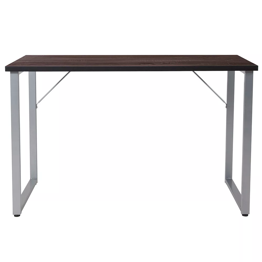 Emma And Oliver Black Finish Computer Desk With Silver Metal Frame 6 Emma And Oliver Black Finish Computer Desk With Silver Metal Frame - Image 4