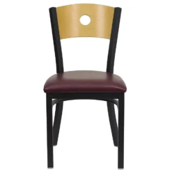 Emma And Oliver Black Circle Back Metal Dining Chair/Natural Wood Back, Black Seat -Home furnishings 5978332 ALT2