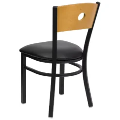 Emma And Oliver Black Circle Back Metal Dining Chair/Natural Wood Back, Black Seat -Home furnishings 5978332 ALT3
