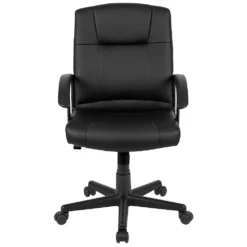 Emma And Oliver Mid-Back Black LeatherSoft-Padded Task Office Chair With Arms, BIFMA Certified -Home furnishings 5978337 ALT3