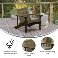 Emma And Oliver Outdoor Green All-Weather Poly Resin Wood Adirondack Chair -Home furnishings 5978338 ALT3